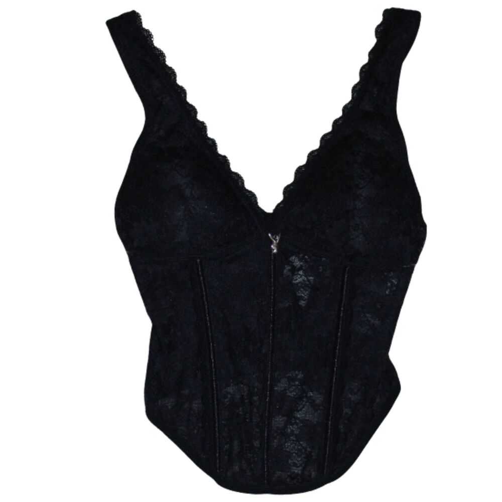 Playboy Black Lace Corset Bustier Top NWT Adjustable Strap XS